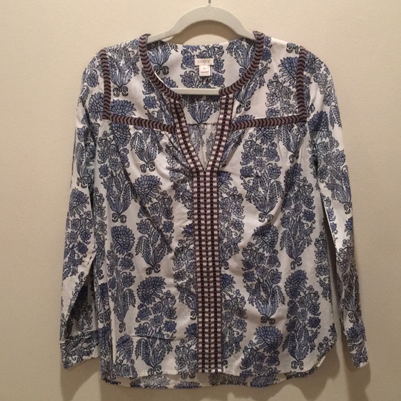 J. Crew Factory Tops - J. Crew Factory Floral Long Sleeve Blouse, Size XS